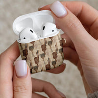 Aloha Hawaii Vintage Kahili Pa'a Lima AirPods Case Palaka Print Cozy Beige