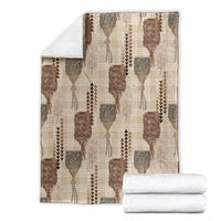 Aloha Hawaii Vintage Kahili Pa'a Lima Blanket Palaka Print Cozy Beige