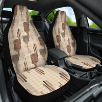 Aloha Hawaii Vintage Kahili Pa'a Lima Car Seat Cover Palaka Print Cozy Beige