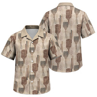 Aloha Hawaii Vintage Kahili Pa'a Lima Family Matching Long Sleeve Bodycon Dress and Hawaiian Shirt Palaka Print Cozy Beige LT7 Son's Shirt Beige - Polynesian Pride