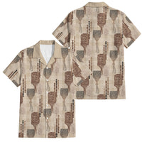Aloha Hawaii Vintage Kahili Pa'a Lima Family Matching Mermaid Dress and Hawaiian Shirt Palaka Print Cozy Beige LT7 Dad's Shirt - Short Sleeve Beige - Polynesian Pride