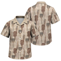 Aloha Hawaii Vintage Kahili Pa'a Lima Family Matching Off The Shoulder Long Sleeve Dress and Hawaiian Shirt Palaka Print Cozy Beige LT7 Son's Shirt Beige - Polynesian Pride