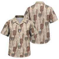 Aloha Hawaii Vintage Kahili Pa'a Lima Family Matching Off Shoulder Maxi Dress and Hawaiian Shirt Palaka Print Cozy Beige LT7 Son's Shirt Beige - Polynesian Pride