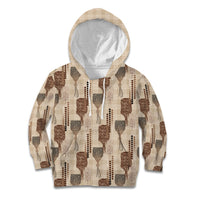 Aloha Hawaii Vintage Kahili Pa'a Lima Kid Hoodie Palaka Print Cozy Beige