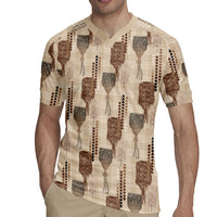Aloha Hawaii Vintage Kahili Pa'a Lima Rugby Jersey Palaka Print Cozy Beige