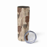 Aloha Hawaii Vintage Kahili Pa'a Lima Skinny Tumbler Palaka Print Cozy Beige
