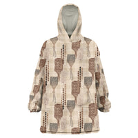 Aloha Hawaii Vintage Kahili Pa'a Lima Wearable Blanket Hoodie Palaka Print Cozy Beige