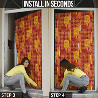 Aloha Hawaii Vintage Kahili Pa'a Lima Door Cover Palaka Print Hilo Royal Red-Yellow