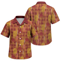 Aloha Hawaii Vintage Kahili Pa'a Lima Family Matching Puletasi and Hawaiian Shirt Palaka Print Hilo Royal Red-Yellow