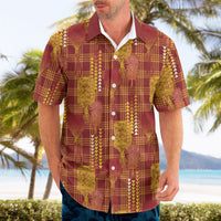 Aloha Hawaii Vintage Kahili Pa'a Lima Hawaiian Shirt Palaka Print Hilo Royal Red-Yellow