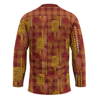 Aloha Hawaii Vintage Kahili Pa'a Lima Hockey Jersey Palaka Print Hilo Royal Red-Yellow