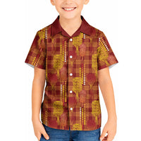 Aloha Hawaii Vintage Kahili Pa'a Lima Kid Hawaiian Shirt Palaka Print Hilo Royal Red-Yellow LT7 Kid Red - Polynesian Pride