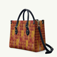 Aloha Hawaii Vintage Kahili Pa'a Lima Leather Bag Palaka Print Hilo Royal Red-Yellow