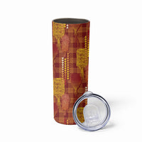 Aloha Hawaii Vintage Kahili Pa'a Lima Skinny Tumbler Palaka Print Hilo Royal Red-Yellow