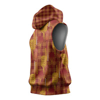 Aloha Hawaii Vintage Kahili Pa'a Lima Sleeveless Hoodie Palaka Print Hilo Royal Red-Yellow