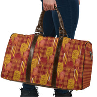 Aloha Hawaii Vintage Kahili Pa'a Lima Travel Bag Palaka Print Hilo Royal Red-Yellow