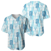 Aloha Hawaii Vintage Kahili Pa'a Lima Baseball Jersey Palaka Print Oceanic Turquoise