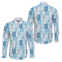 Aloha Hawaii Vintage Kahili Pa'a Lima Family Matching Mermaid Dress and Hawaiian Shirt Palaka Print Oceanic Turquoise LT7 Dad's Shirt - Long Sleeve Turquoise - Polynesian Pride