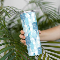 Aloha Hawaii Vintage Kahili Pa'a Lima Skinny Tumbler Palaka Print Oceanic Turquoise
