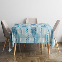 Aloha Hawaii Vintage Kahili Pa'a Lima Tablecloth Palaka Print Oceanic Turquoise