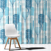 Aloha Hawaii Vintage Kahili Pa'a Lima Window Curtain Palaka Print Oceanic Turquoise