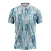Aloha Hawaii Vintage Kahili Pa'a Lima Zipper Polo Shirt Palaka Print Oceanic Turquoise LT7 Turquoise - Polynesian Pride