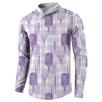 Aloha Hawaii Vintage Kahili Pa'a Lima Button Sweatshirt Palaka Print Pastel Lavender