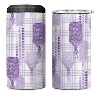 Aloha Hawaii Vintage Kahili Pa'a Lima 4 in 1 Can Cooler Tumbler Palaka Print Pastel Lavender