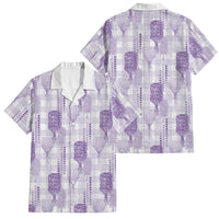 Aloha Hawaii Vintage Kahili Pa'a Lima Family Matching Long Sleeve Bodycon Dress and Hawaiian Shirt Palaka Print Pastel Lavender LT7 Dad's Shirt - Short Sleeve Lavender - Polynesian Pride