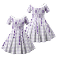 Aloha Hawaii Vintage Kahili Pa'a Lima Family Matching Tank Maxi Dress and Hawaiian Shirt Palaka Print Pastel Lavender LT7 Daughter's Dress Lavender - Polynesian Pride