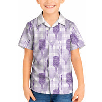 Aloha Hawaii Vintage Kahili Pa'a Lima Kid Hawaiian Shirt Palaka Print Pastel Lavender LT7 Kid Lavender - Polynesian Pride