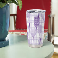 Aloha Hawaii Vintage Kahili Pa'a Lima Tumbler Cup Palaka Print Pastel Lavender