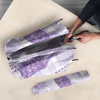 Aloha Hawaii Vintage Kahili Pa'a Lima Umbrella Palaka Print Pastel Lavender