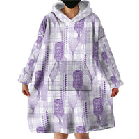 Aloha Hawaii Vintage Kahili Pa'a Lima Wearable Blanket Hoodie Palaka Print Pastel Lavender