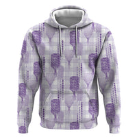 Aloha Hawaii Vintage Kahili Pa'a Lima Zip Hoodie Palaka Print Pastel Lavender