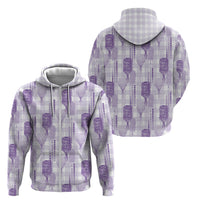 Aloha Hawaii Vintage Kahili Pa'a Lima Zip Hoodie Palaka Print Pastel Lavender