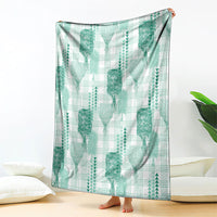 Aloha Hawaii Vintage Kahili Pa'a Lima Blanket Palaka Print Mossy Teal