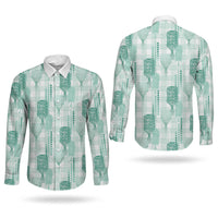 Aloha Hawaii Vintage Kahili Pa'a Lima Couples Matching Summer Maxi Dress and Long Sleeve Button Shirt Palaka Print Mossy Teal