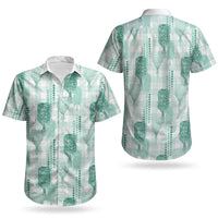 Aloha Hawaii Vintage Kahili Pa'a Lima Couples Matching Tank Maxi Dress and Hawaiian Shirt Palaka Print Mossy Teal