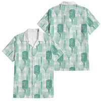Aloha Hawaii Vintage Kahili Pa'a Lima Family Matching Long Sleeve Bodycon Dress and Hawaiian Shirt Palaka Print Mossy Teal LT7 Dad's Shirt - Short Sleeve Mossy Teal - Polynesian Pride