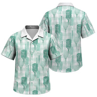 Aloha Hawaii Vintage Kahili Pa'a Lima Family Matching Long Sleeve Bodycon Dress and Hawaiian Shirt Palaka Print Mossy Teal LT7 Son's Shirt Mossy Teal - Polynesian Pride