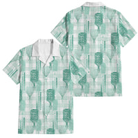 Aloha Hawaii Vintage Kahili Pa'a Lima Family Matching Off The Shoulder Long Sleeve Dress and Hawaiian Shirt Palaka Print Mossy Teal LT7 Dad's Shirt - Short Sleeve Mossy Teal - Polynesian Pride