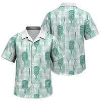 Aloha Hawaii Vintage Kahili Pa'a Lima Family Matching Off The Shoulder Long Sleeve Dress and Hawaiian Shirt Palaka Print Mossy Teal LT7 Son's Shirt Mossy Teal - Polynesian Pride