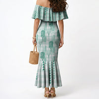 Aloha Hawaii Vintage Kahili Pa'a Lima Mermaid Dress Palaka Print Mossy Teal LT7 - Polynesian Pride