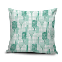 Aloha Hawaii Vintage Kahili Pa'a Lima Pillow Cover Palaka Print Mossy Teal