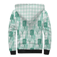 Aloha Hawaii Vintage Kahili Pa'a Lima Sherpa Hoodie Palaka Print Mossy Teal