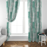Aloha Hawaii Vintage Kahili Pa'a Lima Window Curtain Palaka Print Mossy Teal