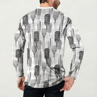 Aloha Hawaii Vintage Kahili Pa'a Lima Button Sweatshirt Palaka Print Hinahina