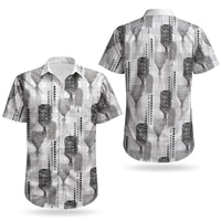 Aloha Hawaii Vintage Kahili Pa'a Lima Couples Matching Long Sleeve Bodycon Dress and Hawaiian Shirt Palaka Print Hinahina