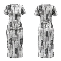 Aloha Hawaii Vintage Kahili Pa'a Lima Family Matching Short Sleeve Bodycon Dress and Hawaiian Shirt Palaka Print Hinahina